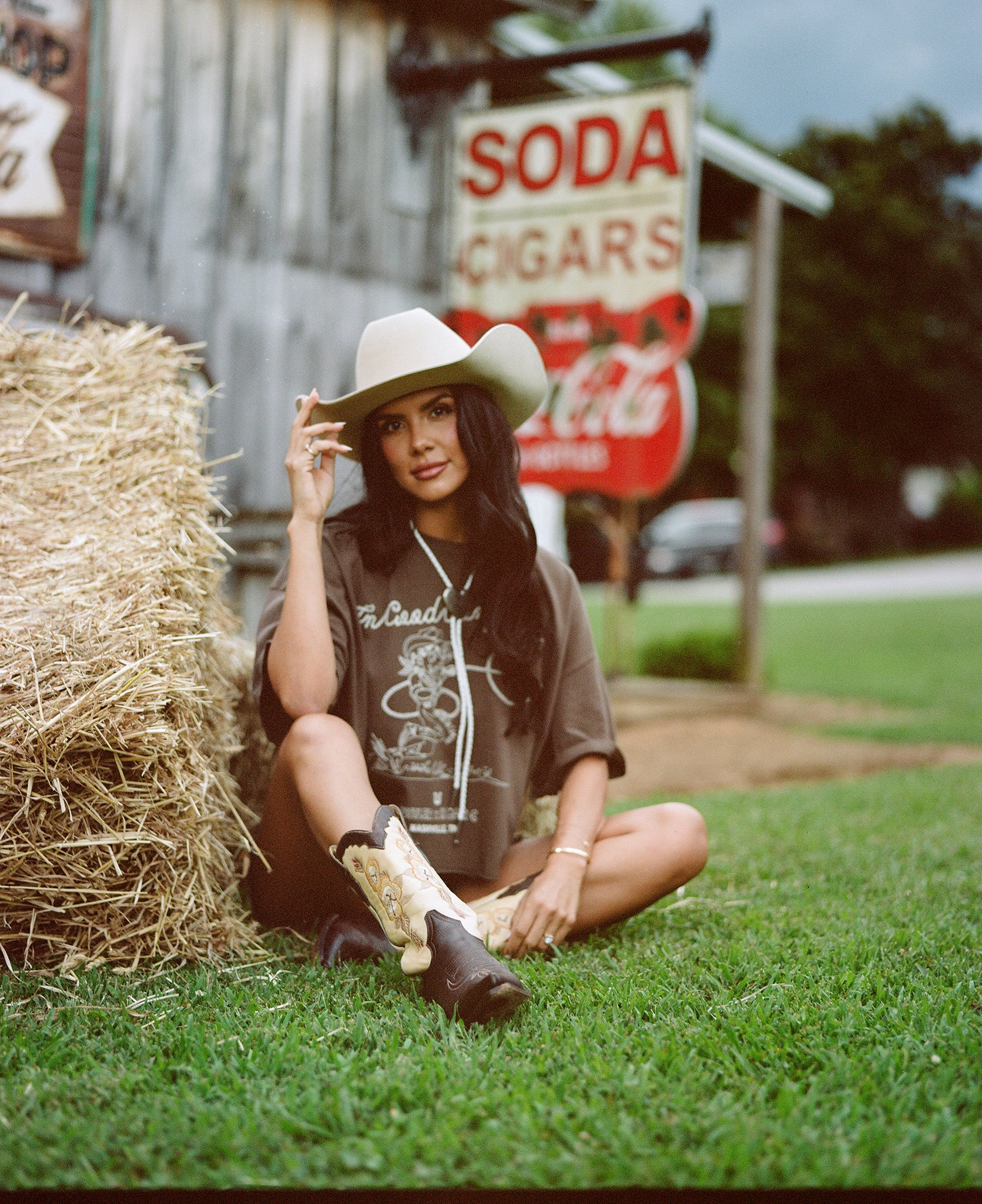 Cowgirl In Good Company Women's Tee Rustler Hat Co. X H Bar C