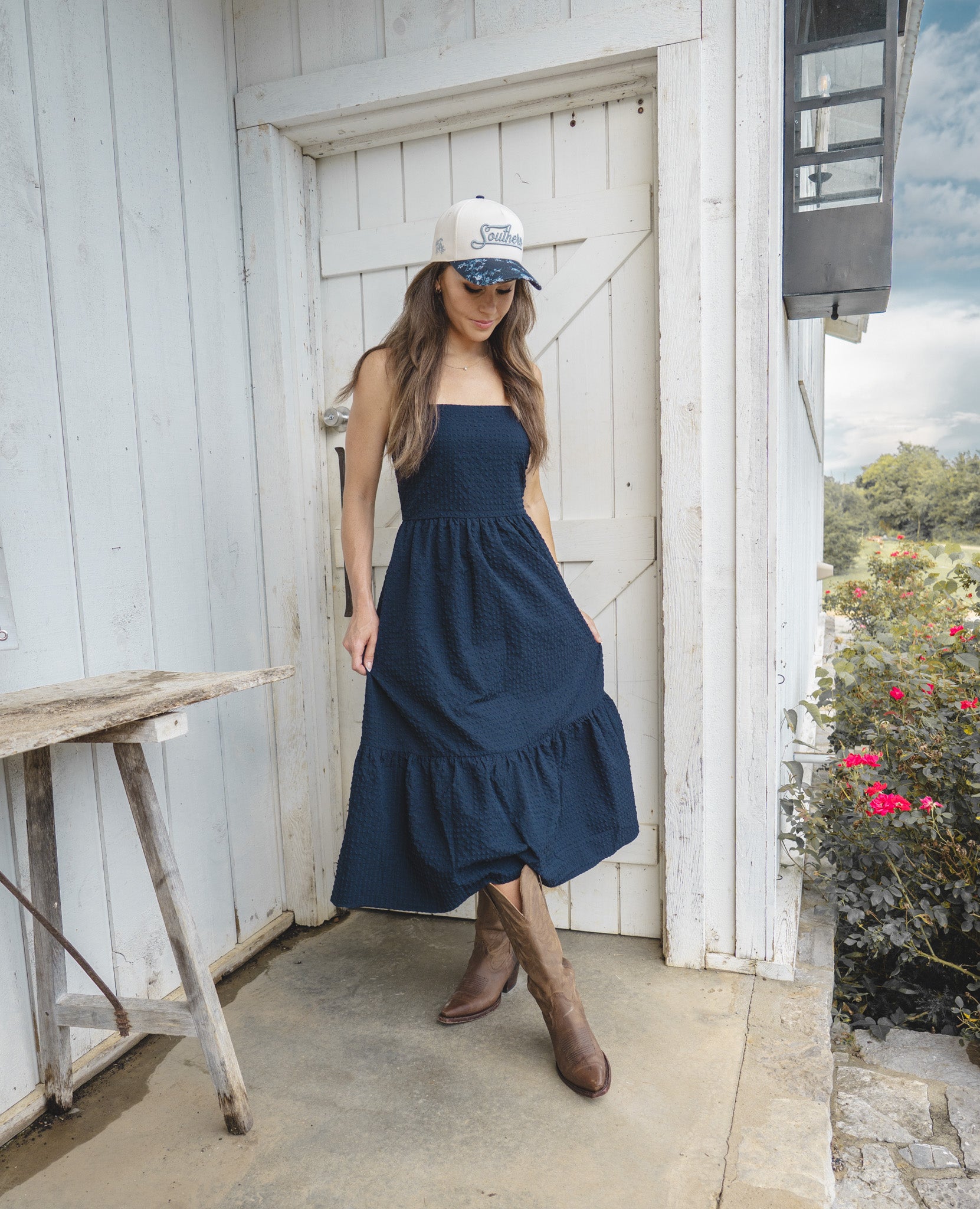 Navy Floral Southern Hat Rustler Hat Co. X Draper James