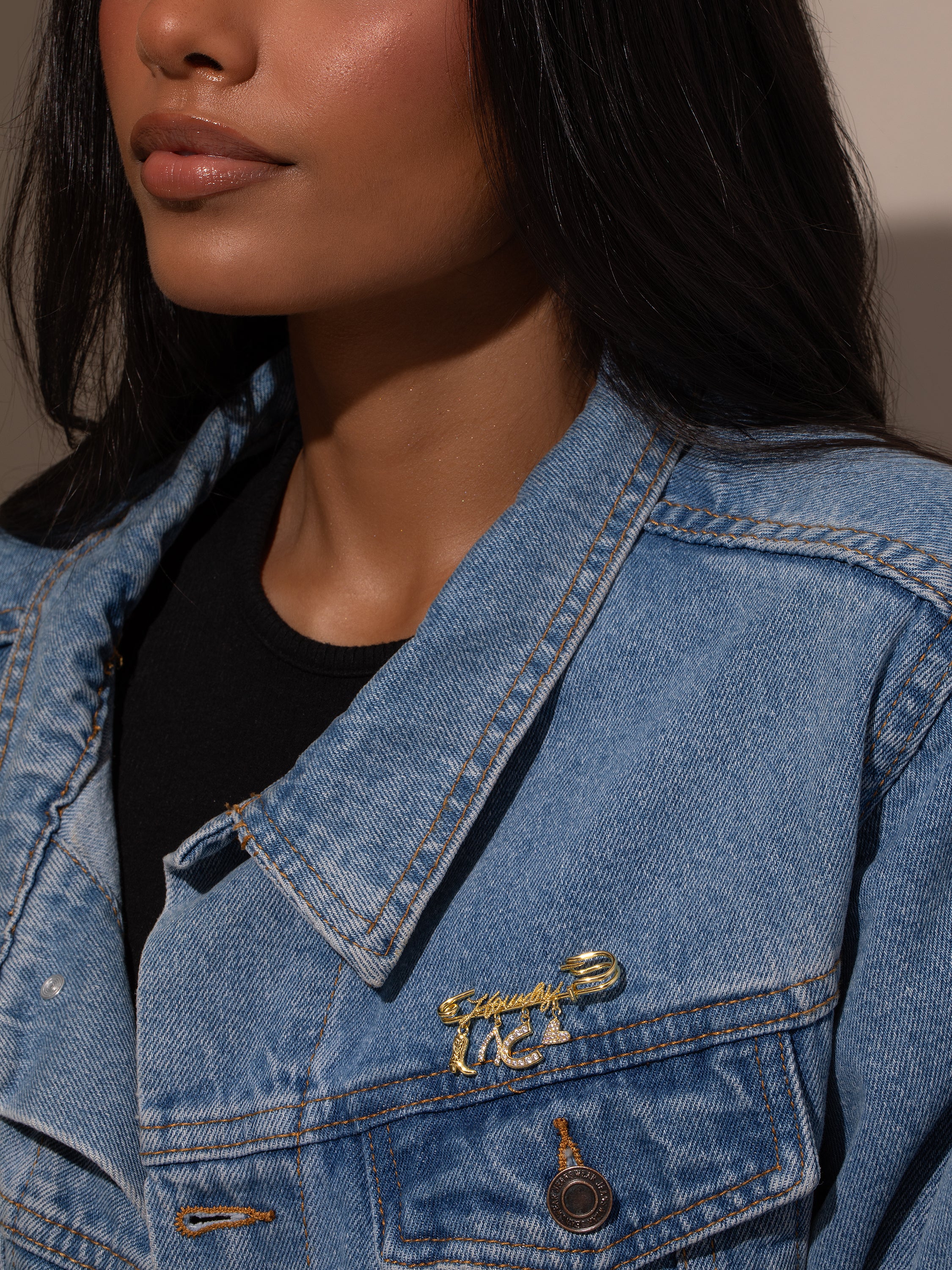 Gold Charm Safety Pin