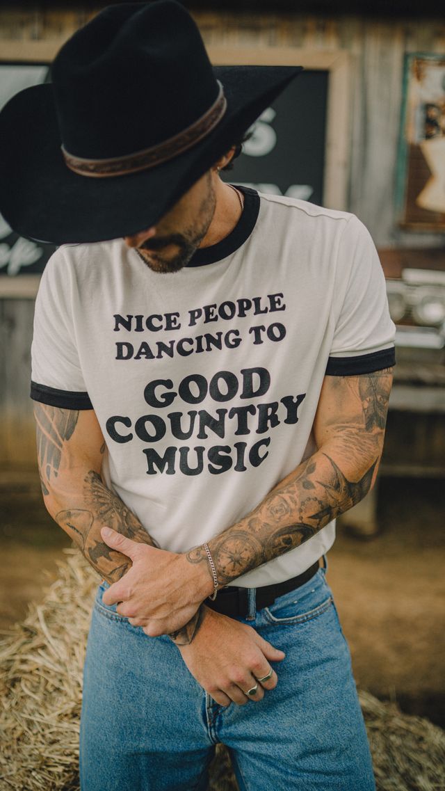 Good People Black Ringer Tee Rustler Hat Co. X H Bar C