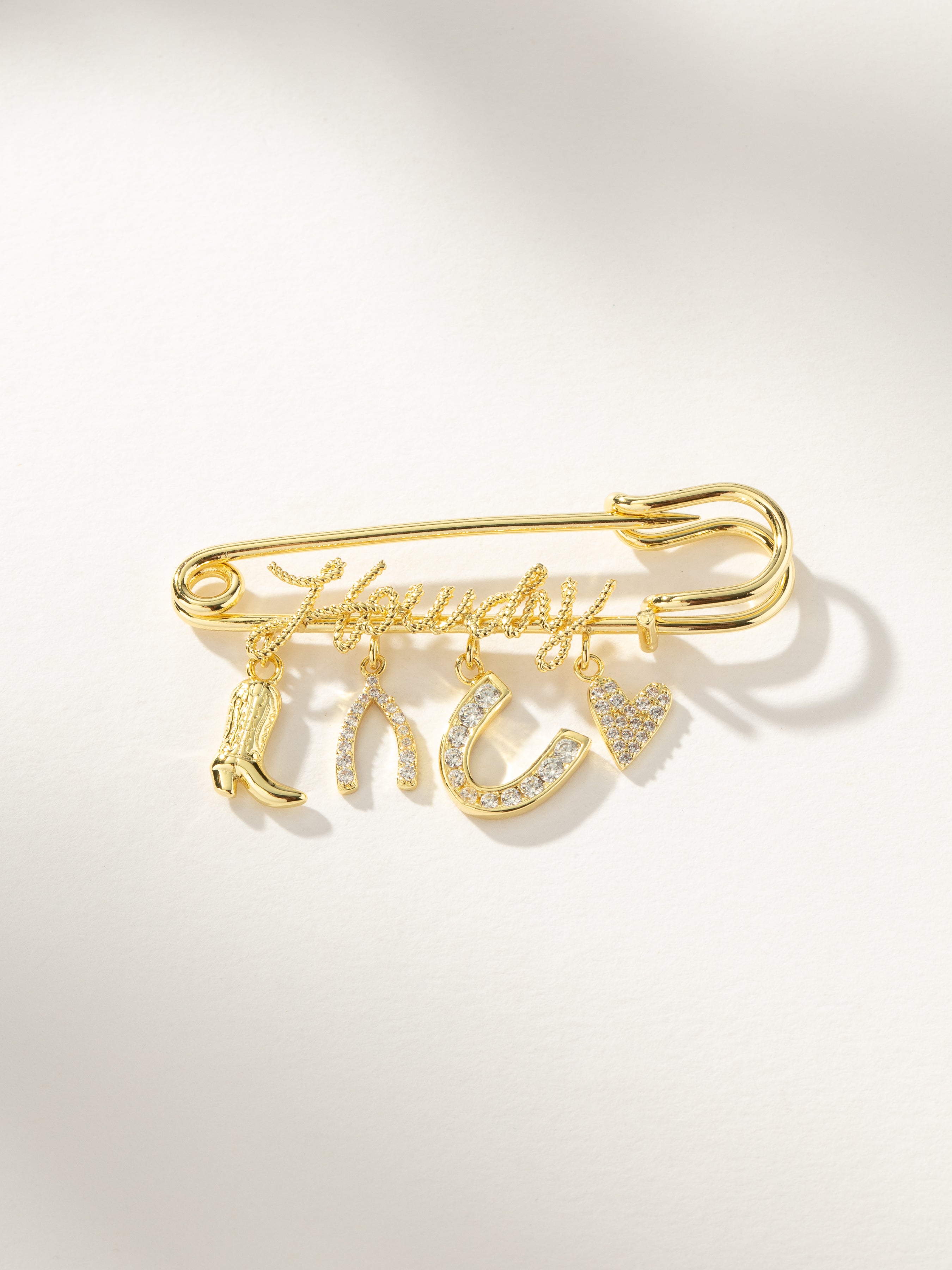 Gold Charm Safety Pin