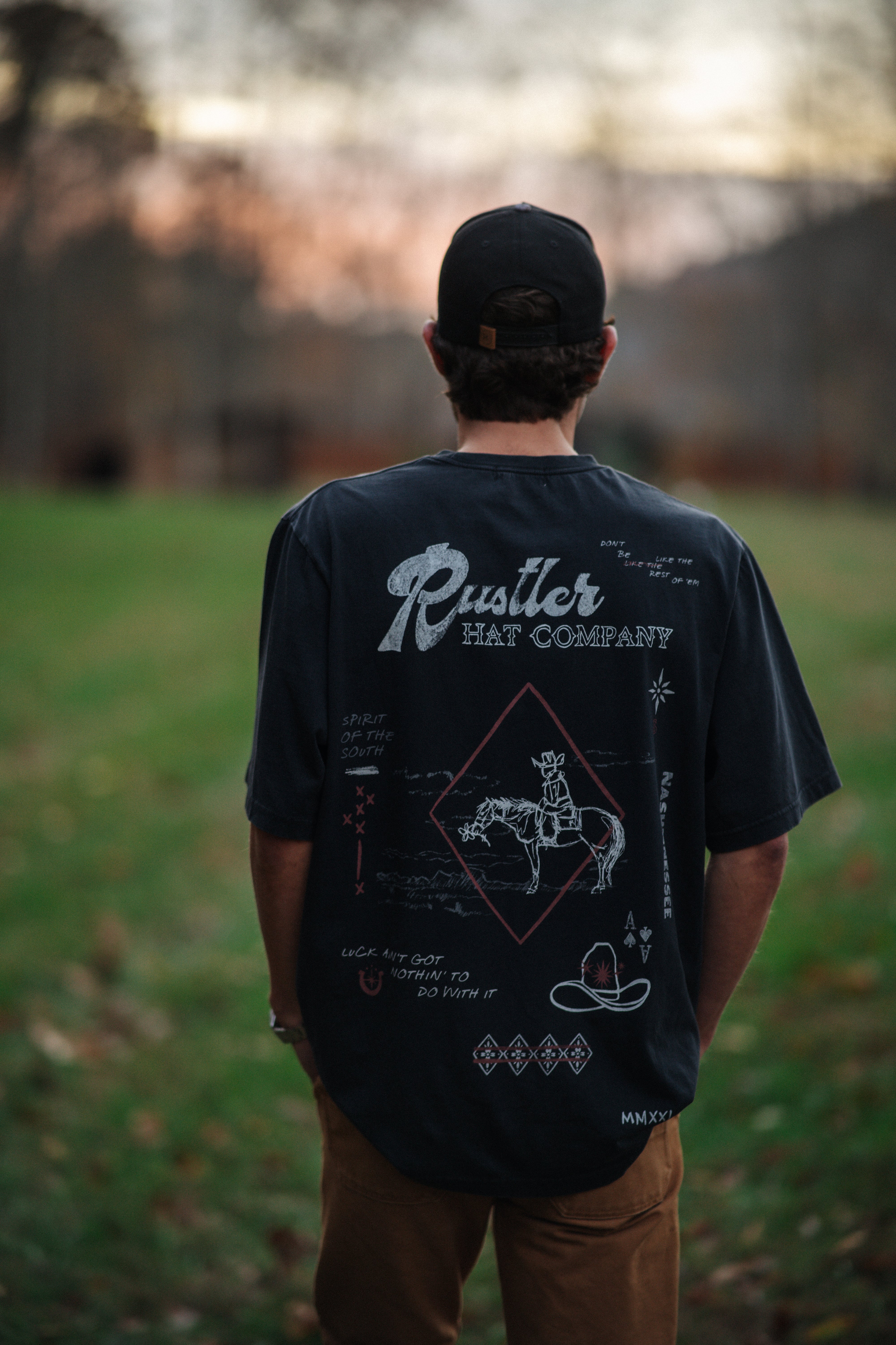 Western Doodle Tee- Washed Black