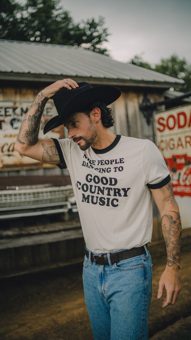Good People Black Ringer Tee Rustler Hat Co. X H Bar C